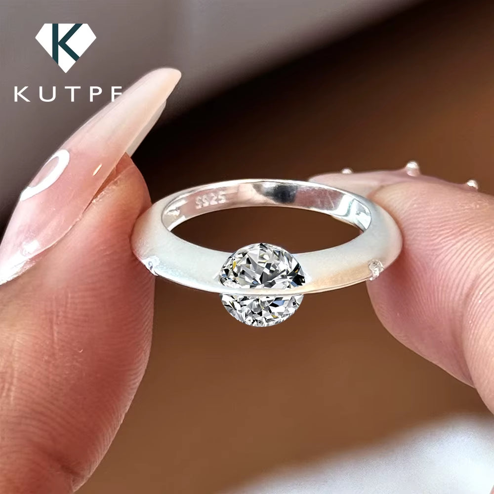 1Carat Moissanite Wedding Ring for Women 925 Sterling Silver Solitaire Sparkling Diamond Engagement Rings with Certificate