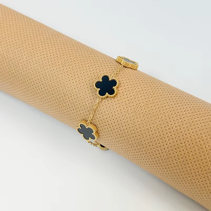 Adjustable Stainless Steel Bracelet Double Sided Bracelets Five Leaf Petals Flower Gold Plated Clover Women Fashion Jewelry