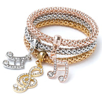 Alloy Three-Color Elastic Popcorn Chain Bracelet Set