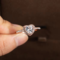 Stunning Rose Gold Heart-Shaped Crystal Wedding Ring for Women – Perfect Engagement Jewelry and Gifts