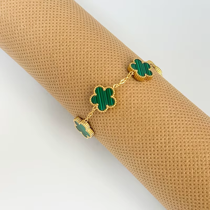 Adjustable Stainless Steel Bracelet Double Sided Bracelets Five Leaf Petals Flower Gold Plated Clover Women Fashion Jewelry