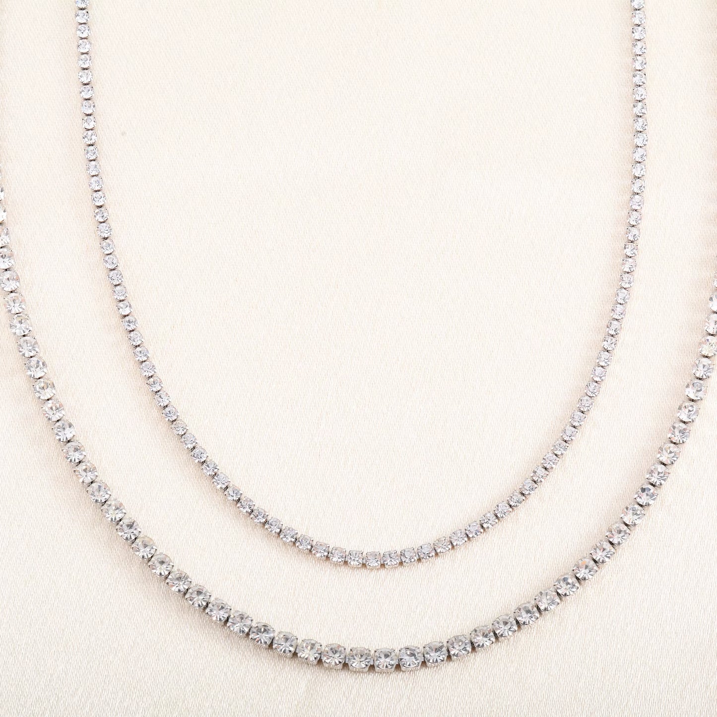 Stainless Steel Rhinestone Necklace for Women Cubic Zirconia Tennis Chain Ladies Crystal Choker Minimalism Jewelry Accessories