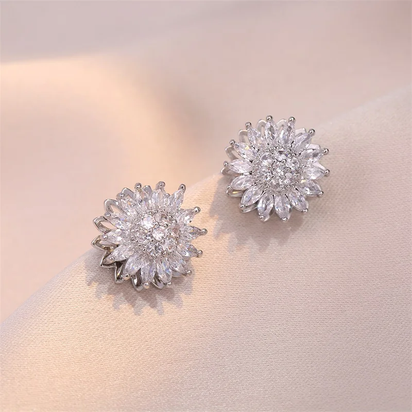 Fashionable and Exquisite Daisy Flower Rotatable Necklace Sunflower Ring Opening Decompression Stainless Steel Jewelry