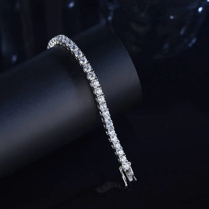 Stunning 3mm & 4mm Moissanite Tennis Bracelet in 925 Sterling Silver - Perfect for Weddings and Parties