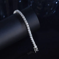 Stunning 3mm & 4mm Moissanite Tennis Bracelet in 925 Sterling Silver - Perfect for Weddings and Parties
