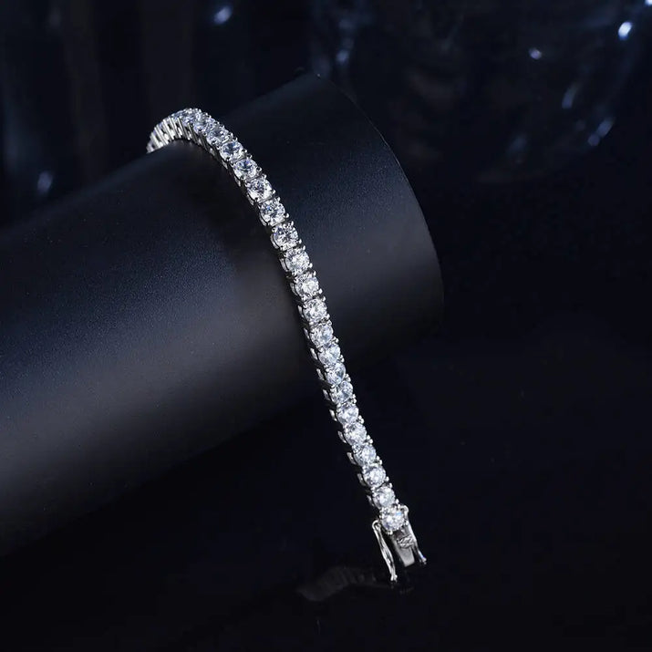 Stunning 3mm & 4mm Moissanite Tennis Bracelet in 925 Sterling Silver - Perfect for Weddings and Parties