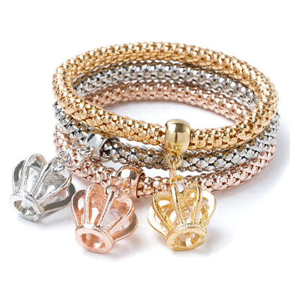 Alloy Three-Color Elastic Popcorn Chain Bracelet Set