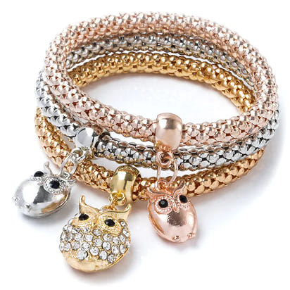 Alloy Three-Color Elastic Popcorn Chain Bracelet Set