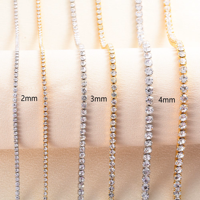 Stainless Steel Rhinestone Necklace for Women Cubic Zirconia Tennis Chain Ladies Crystal Choker Minimalism Jewelry Accessories