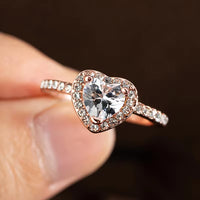 Stunning Rose Gold Heart-Shaped Crystal Wedding Ring for Women – Perfect Engagement Jewelry and Gifts