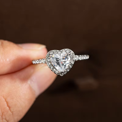Stunning Rose Gold Heart-Shaped Crystal Wedding Ring for Women – Perfect Engagement Jewelry and Gifts