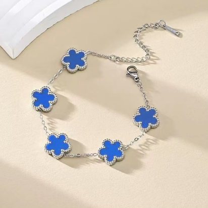 Adjustable Stainless Steel Bracelet Double Sided Bracelets Five Leaf Petals Flower Gold Plated Clover Women Fashion Jewelry