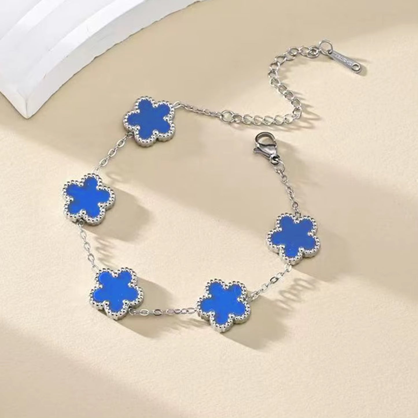 Adjustable Stainless Steel Bracelet Double Sided Bracelets Five Leaf Petals Flower Gold Plated Clover Women Fashion Jewelry