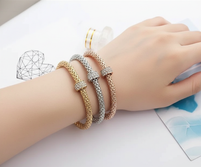 Three-Piece Set of Circle Elastic Popcorn Bracelets