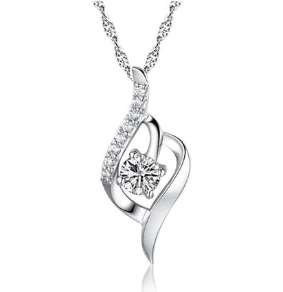 Silver Swirl Diamond Necklace