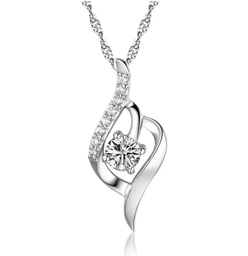 Silver Swirl Diamond Necklace