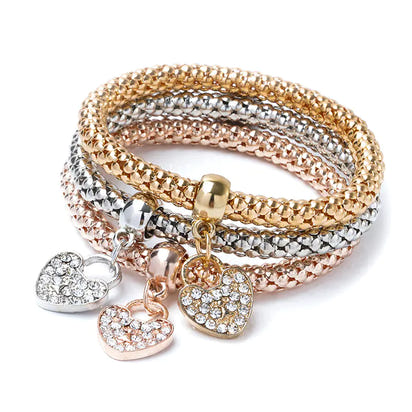 Alloy Three-Color Elastic Popcorn Chain Bracelet Set
