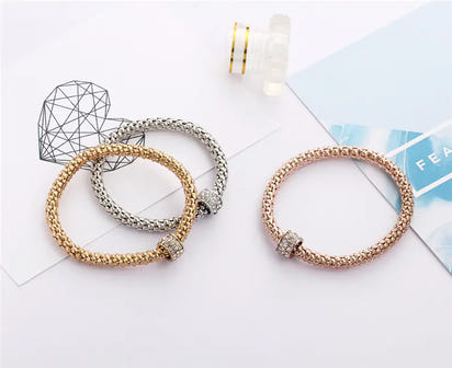 Three-Piece Set of Circle Elastic Popcorn Bracelets