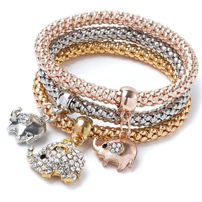 Alloy Three-Color Elastic Popcorn Chain Bracelet Set