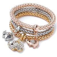 Alloy Three-Color Elastic Popcorn Chain Bracelet Set