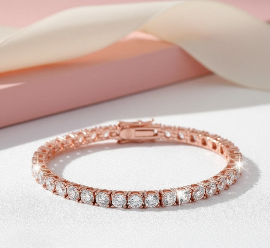 Stunning 3mm & 4mm Moissanite Tennis Bracelet Perfect for Weddings and Parties
