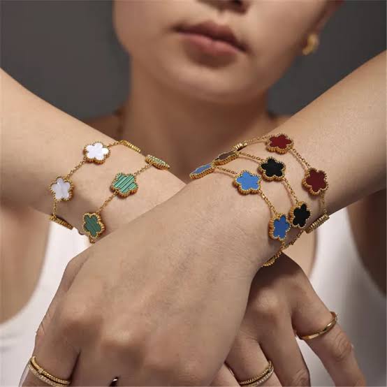 Adjustable Stainless Steel Bracelet Double Sided Bracelets Five Leaf Petals Flower Gold Plated Clover Women Fashion Jewelry
