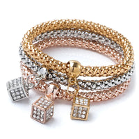 Alloy Three-Color Elastic Popcorn Chain Bracelet Set